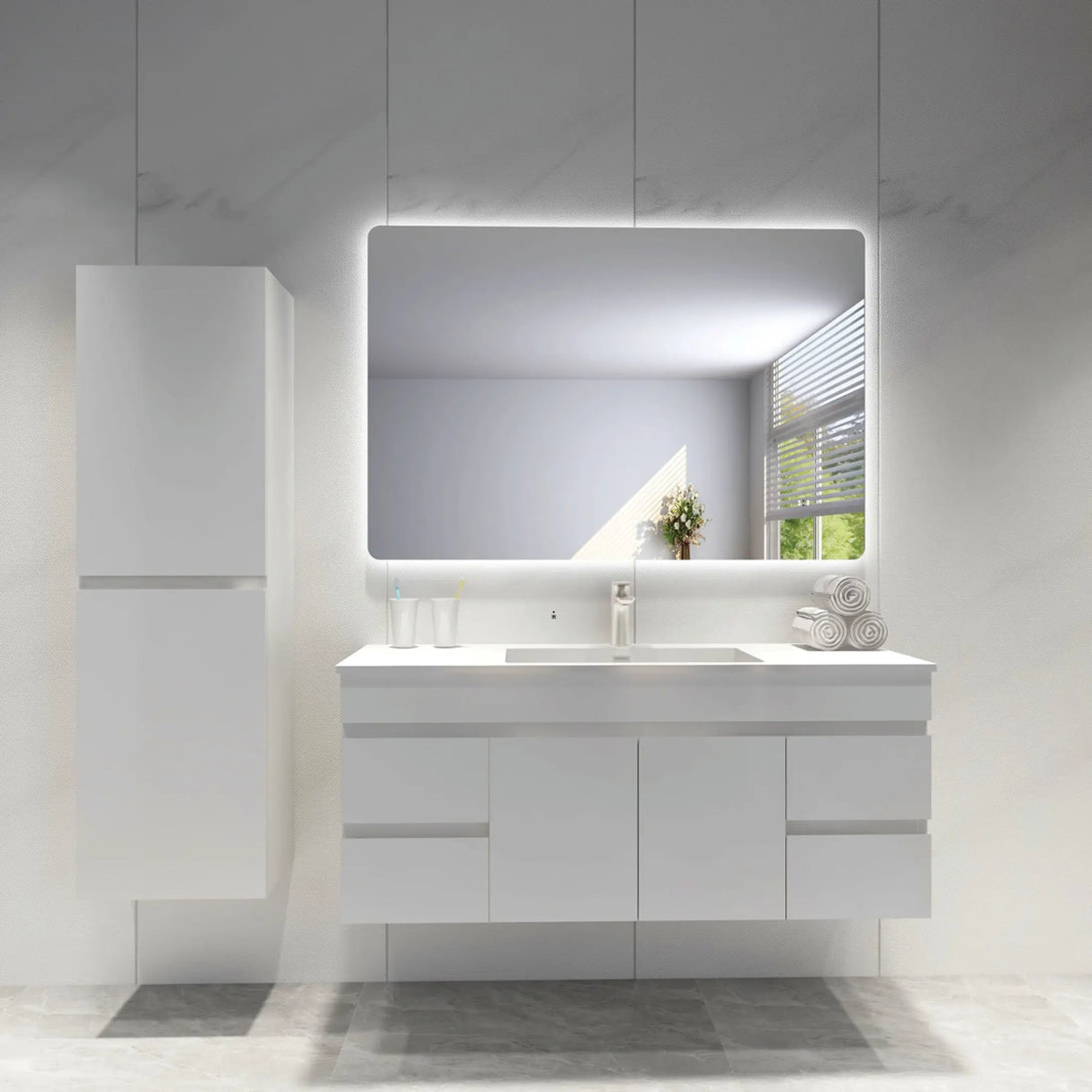 Jasper Rectangular Touchless 1200 X 750 Frameless LED Mirror - Three Light Temperatures Poseidonbk