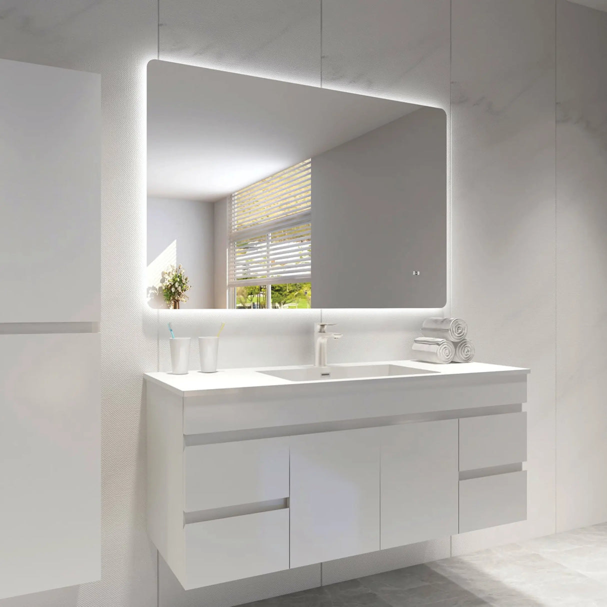 Jasper Rectangular Touchless 1200 X 750 Frameless LED Mirror - Three Light Temperatures Poseidonbk
