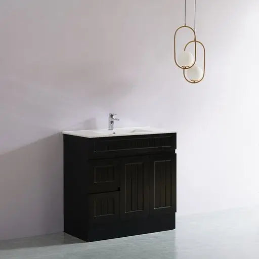 ACACIA SHAKER Matte Black PVC Floor Vanity 900mm Poseidon