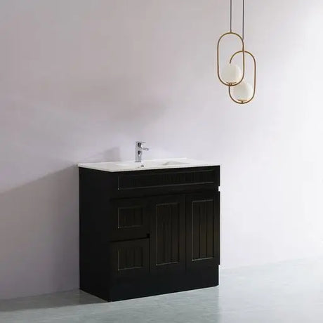 ACACIA SHAKER Matte Black PVC Floor Vanity 900mm Poseidon