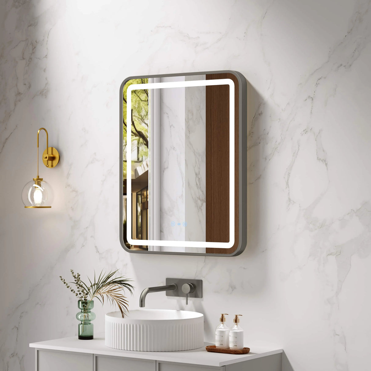 Venus 600×750 / 750×900 / 1200×750mm LED Rectangular Mirror – Gun Metal Frame mercioaustralia