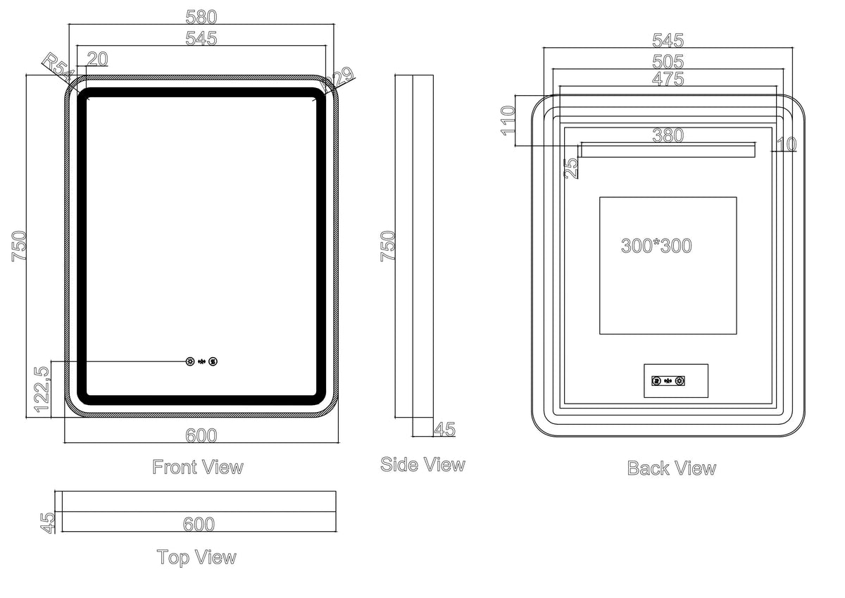 Venus 600×750 / 750×900 / 1200×750mm LED Rectangular Mirror – Brushed Nickel Frame mercioaustralia
