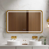 Venus 600×750 / 750×900 / 1200×750mm LED Rectangular Mirror – Brushed Gold Frame mercioaustralia