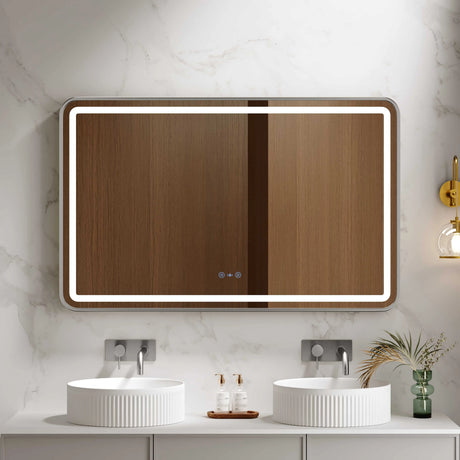 Venus 600×750 / 750×900 / 1200×750mm LED Rectangular Mirror – Brushed Nickel Frame mercioaustralia