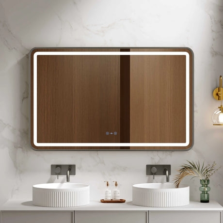 Venus 600×750 / 750×900 / 1200×750mm LED Rectangular Mirror – Gun Metal Frame mercioaustralia