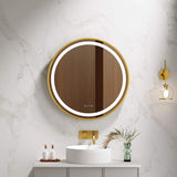 Venus 600/750/900mm LED Round Mirror – Brushed Gold Frame mercioaustralia
