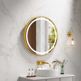 Venus 600/750/900mm LED Round Mirror – Brushed Gold Frame mercioaustralia