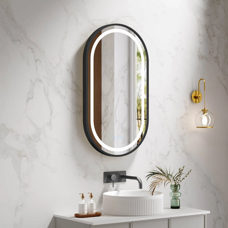 Venus 500×900mm LED Oval Mirror – Matt Black Frame mercioaustralia
