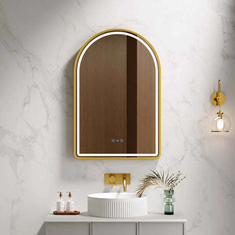Venus 600×900mm LED Arch Mirror– Brushed Gold Frame mercioaustralia