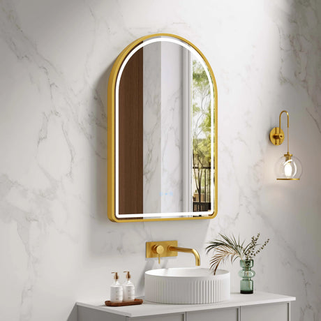 Venus 600×900mm LED Arch Mirror– Brushed Gold Frame mercioaustralia