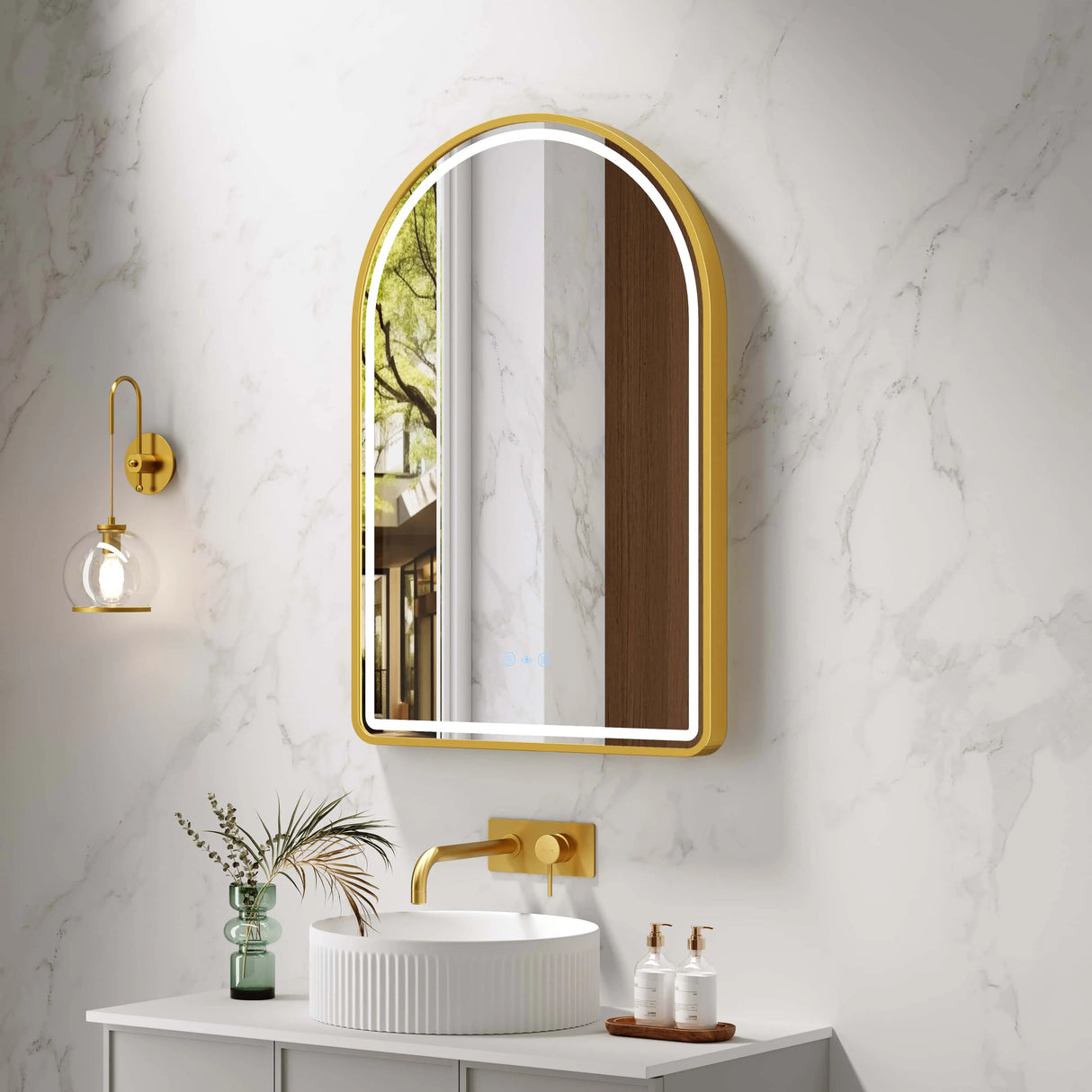 Venus 600×900mm LED Arch Mirror– Brushed Gold Frame mercioaustralia
