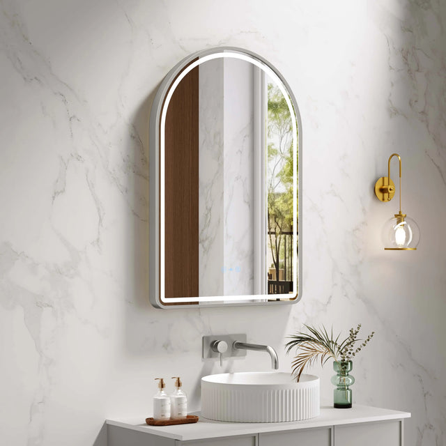 Venus 600×900mm LED Arch Mirror– Brushed Nickel Frame mercioaustralia