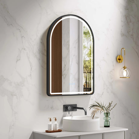 Venus 600×900mm LED Arch Mirror– Matt Black Frame mercioaustralia