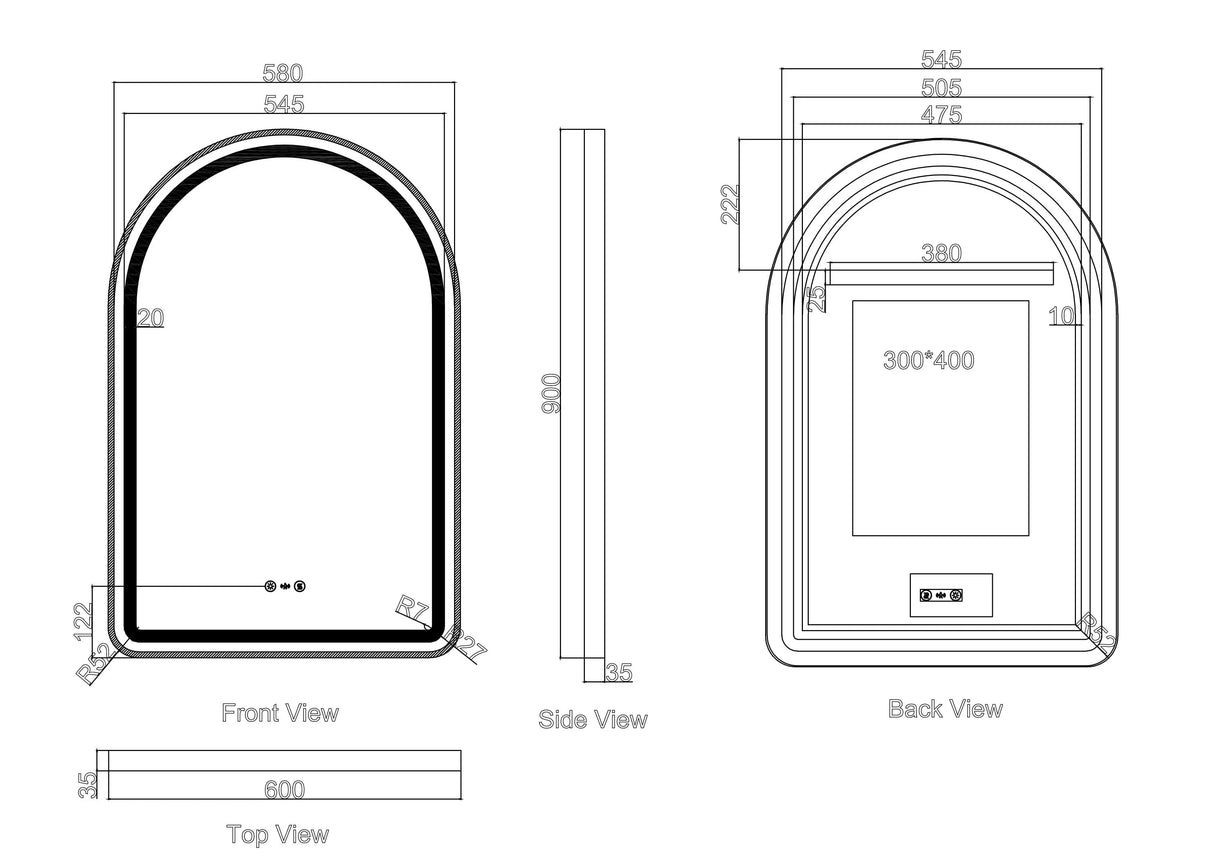 Venus 600×900mm LED Arch Mirror– Brushed Gold Frame mercioaustralia