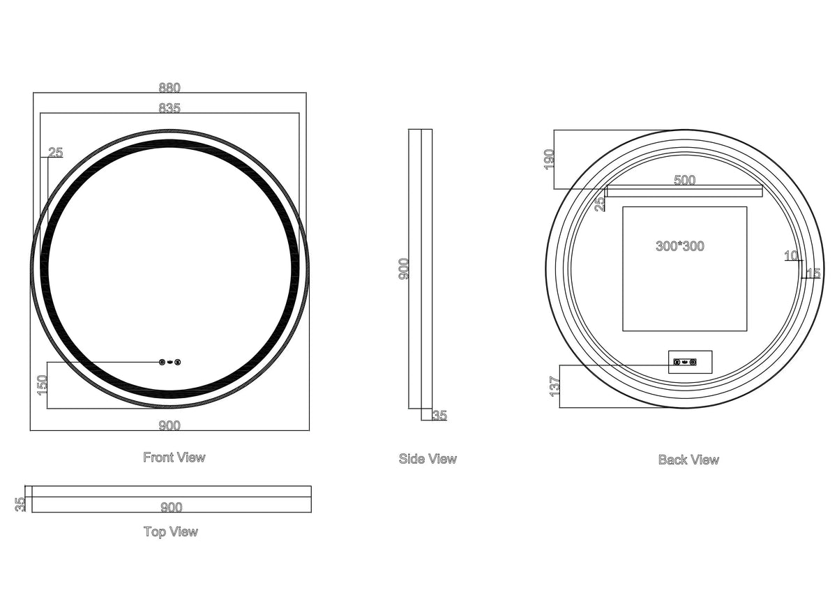 Venus 600/750/900mm LED Round Mirror – Brushed Nickel Frame mercioaustralia