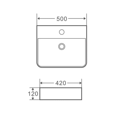 Vento 50M Wall-Hung Rectangular Basin mercioaustralia