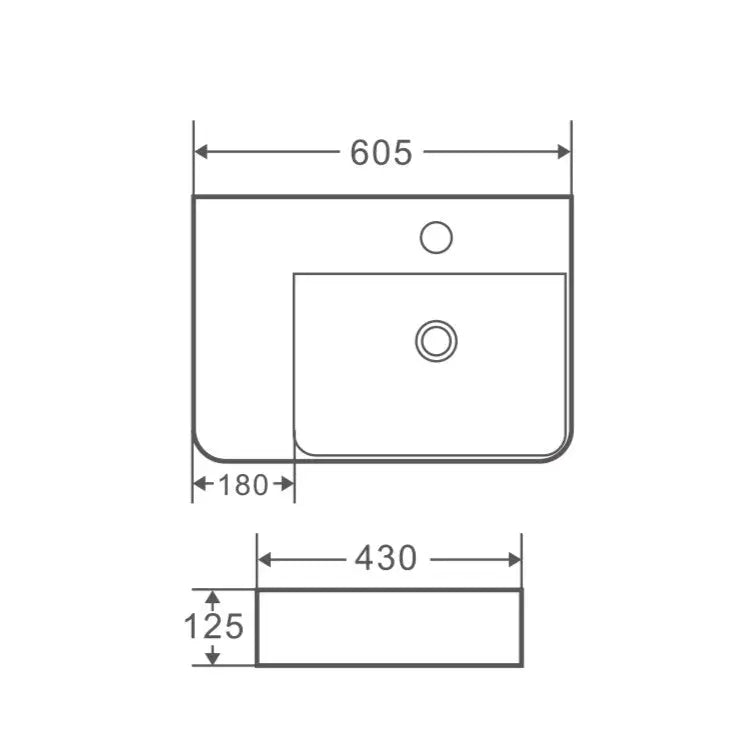 Vento 60ML Wall-Hung Rectangular Basin mercioaustralia
