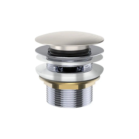 Universal Pull-Out/Pop-Up Brass Cap Bath Waste with Overflow, Brushed Nickel fienza