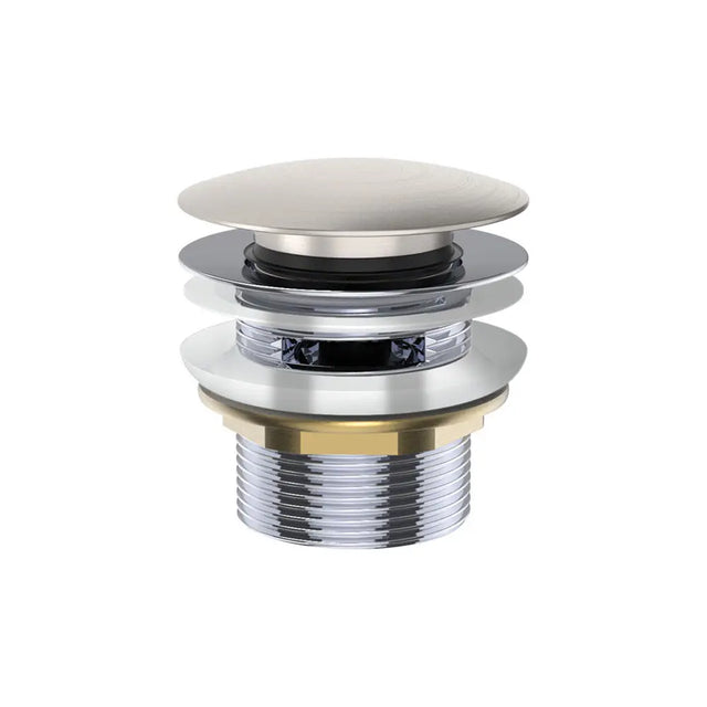 Universal Pull-Out/Pop-Up Brass Cap Bath Waste with Overflow, Brushed Nickel fienza