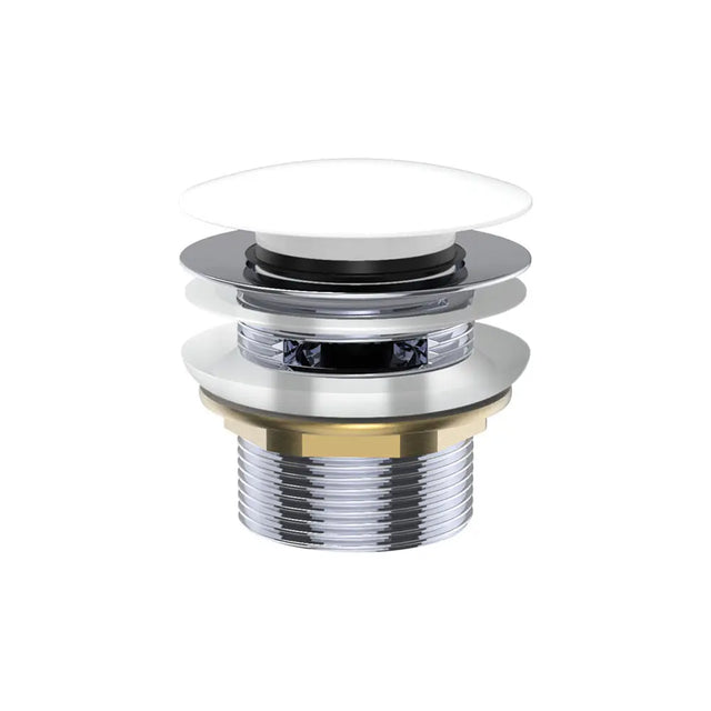 Universal Pull-Out/Pop-Up Brass Cap Bath Waste with Overflow, Gloss White fienza