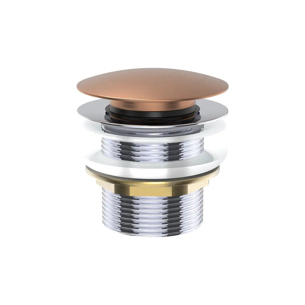 Universal Pull-Out/Pop-Up Brass Cap Bath Waste, Non-Overflow, Brushed Copper fienza