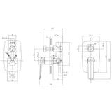 Bellino High Gloss Black Wall Mixer with Diverter Aquaperla