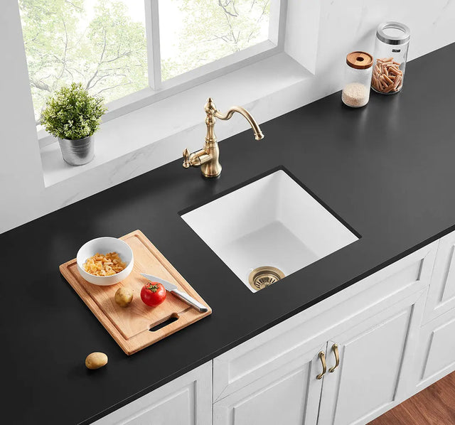 Gloss White Camden Fireclay Kitchen/Laundry Sink Single Bowl 457*457*228mm Poseidonbk
