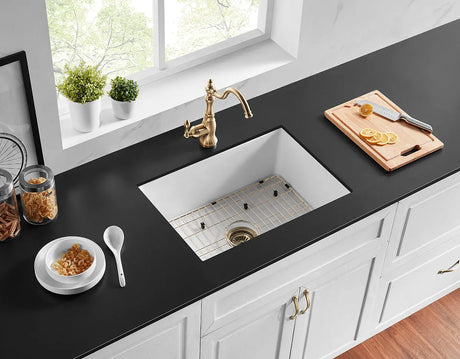 Gloss White Camden Fireclay Kitchen Sink Single Bowl 677*470*254mm Poseidonbk