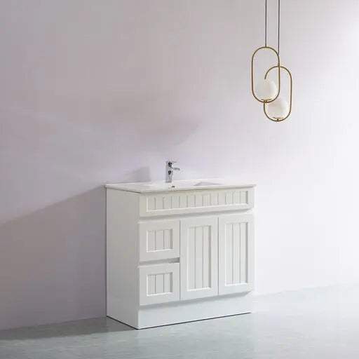 ACACIA SHAKER Matte White PVC Floor Vanity 900 Poseidon