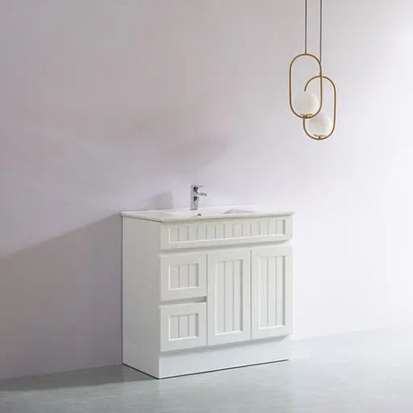 ACACIA SHAKER Matte White PVC Floor Vanity 900 Poseidon