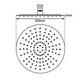 200mm Black Shower Head Aquaperla