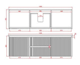 Brindabella Wall Hung PVC Cabinet (Middle Drawer) 1500mm (Single/Double Bowl) (Matte White) Poseidon