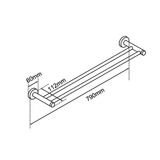 LUCID PIN - Brushed Nickel Cuttable Double Towel Rail Aquaperla