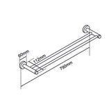 LUCID PIN - Brushed Nickel Cuttable Double Towel Rail Aquaperla