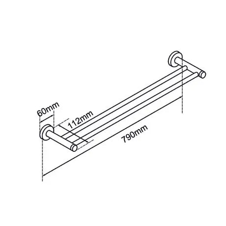LUCID PIN - Brushed Nickel Cuttable Double Towel Rail Aquaperla
