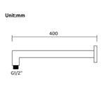 400mm Black Wall Shower Arm Aquaperla