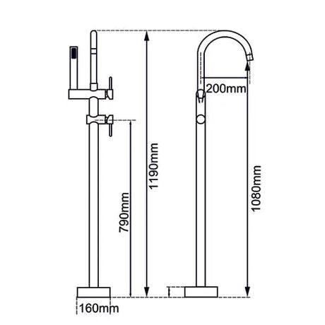 Black Freestanding Tap with Handheld Shower Aquaperla