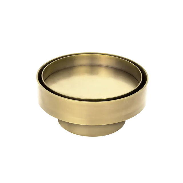 100mm Round Brushed Gold Tile Insert Floor Waste Somer