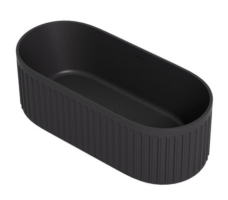 Cascade Matte Black Solid Surface Stone Free Standing Bath 1700mm*750mm*550mm Poseidonbk