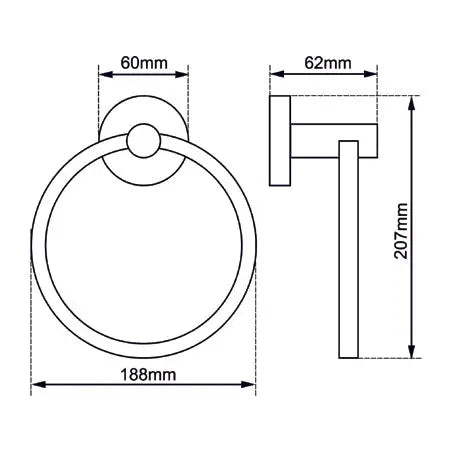LUCID PIN - Brushed Nickel Towel Ring Aquaperla
