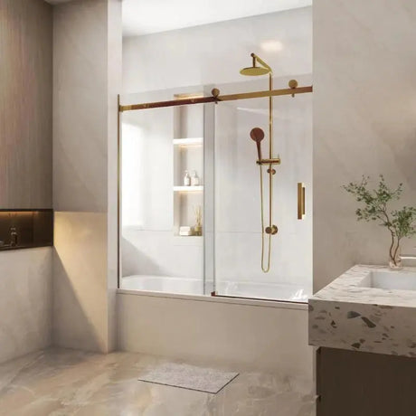 Frameless Adjustable Over Bath Wall to Wall Sliding Shower Screen ozcovey