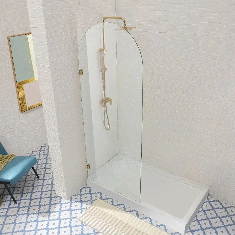Frameless Clear Arched Fixed Panel Shower Screen ozcovey