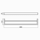 IVANO - 800mm Brushed Nickel Double Towel Rail Aquaperla