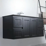 ACACIA SHAKER Matte Black PVC Wall Hung Vanity 1200 (Double Bowl) Poseidon