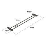 600mm Gunmetal Double Towel Rail Aquaperla