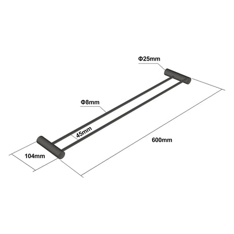 600mm Gunmetal Double Towel Rail Aquaperla