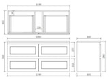 Fremantle PVC Wall Hung Cabinet Vanity 1200mm (Matte Grey) (Single Bowl/Double Bowl) - Clearance Poseidon