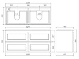 Fremantle PVC Wall Hung Cabinet Vanity 1200mm (Matte White) (Single/Double Bowl) Poseidon