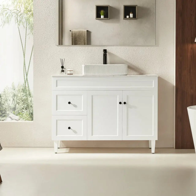 Harrington Floor PVC Cabinet Vanity 1200mm (Matte White) (Single Bowl) Poseidon