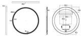 Luna Matte Black Round Touchless 800 X 800 Framed LED Mirror - Three Light Temperatures Poseidonbk
